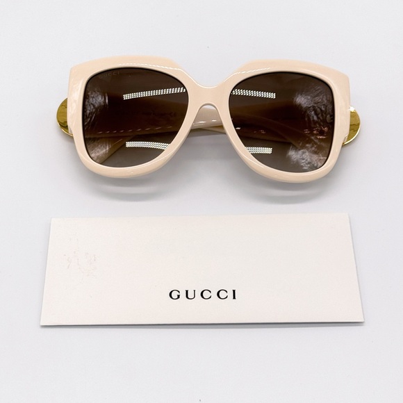NEW GUCCI GG1407S 004 BEIGE BROWN OVERSIZED WOMEN SUNGLASSES GUCCI - Picture 10 of 11